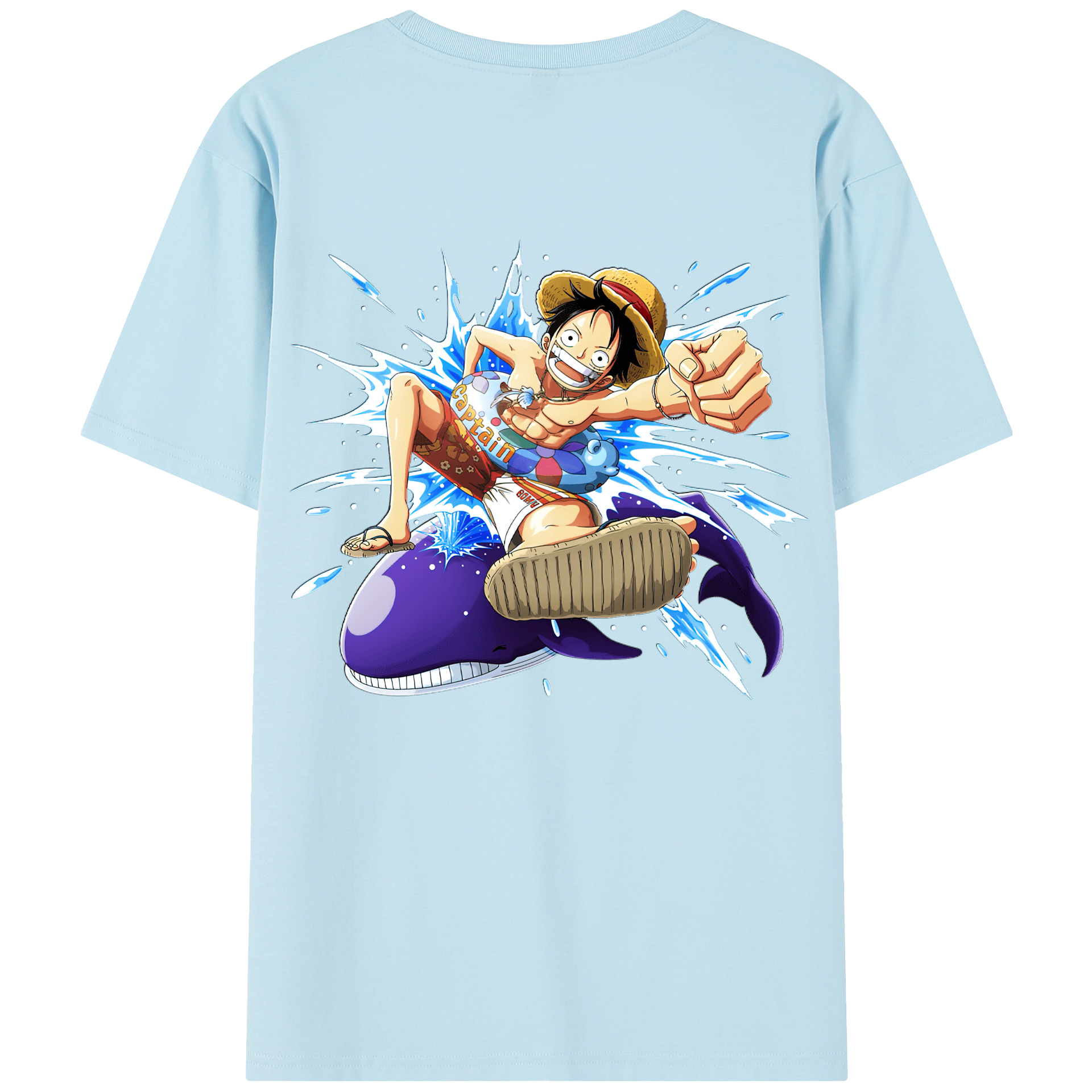 ワンピース モンキー・D・ルフィ ONE PIECE Monkey D. Luffy 綿100％半袖Tシャツ（背面プリント）
